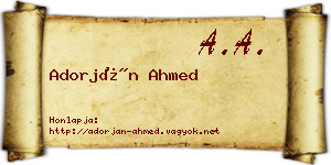 Adorján Ahmed névjegykártya